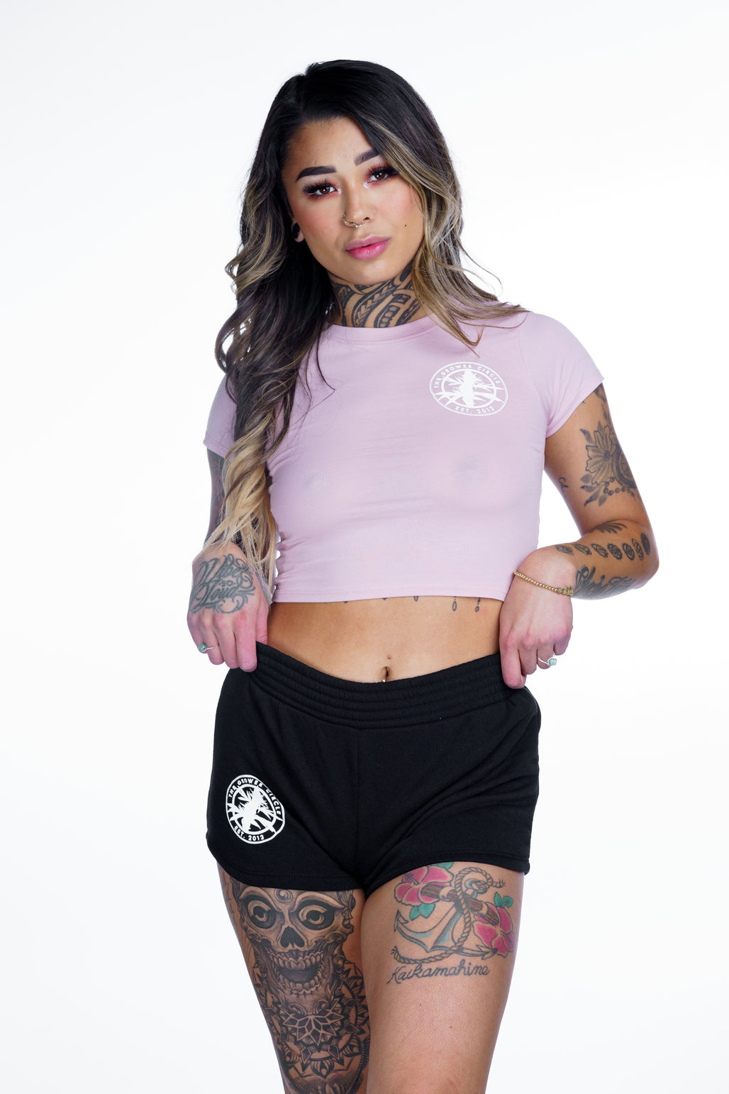 TGC Womens Pink Short Sleeve Crop The Grower Circle